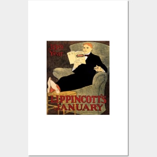 LIPPINCOTT'S JANUARY Magazine Cover Vintage 1910s American Publication Advert Posters and Art